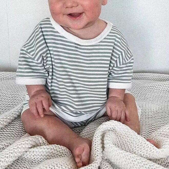 Custom Summer Unisex Infants & Toddlers Cotton Soft  Striped Set - Image 5