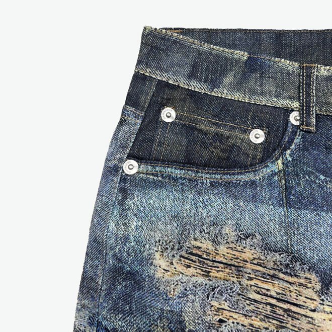 Custom Ripped Distressed 3D Digital Printing Denim Jean For Men - Image 5