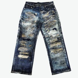 Custom Ripped Distressed 3D Digital Printing Denim Jean For Men