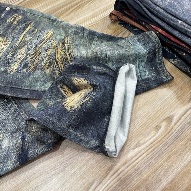 Custom Ripped Distressed 3D Digital Printing Denim Jean For Men - Image 6