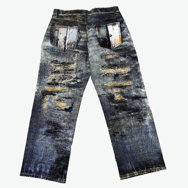 Custom Ripped Distressed 3D Digital Printing Denim Jean For Men - Image 2