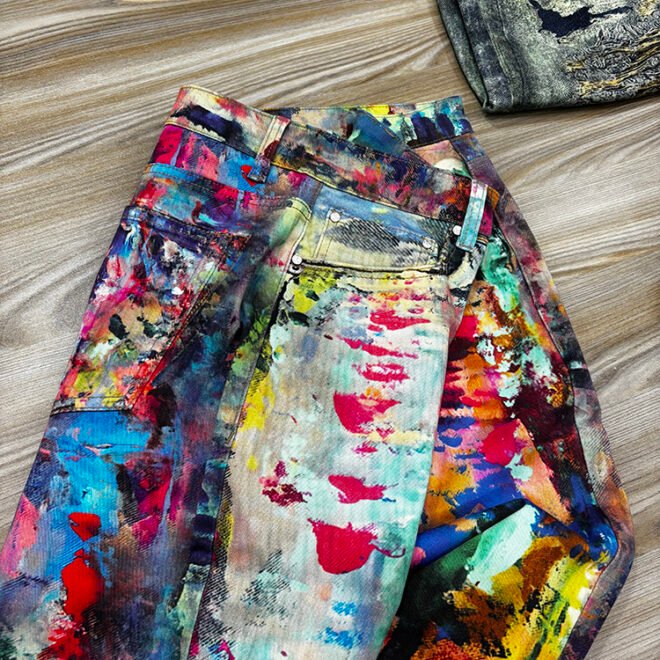 Custom Colorful 3D Digital Printing Denim Pant - Image 5