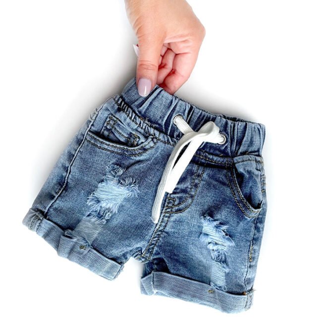 Custom Unisex Children Ripped Distressed Denim Shorts Kids Clothes - Image 4