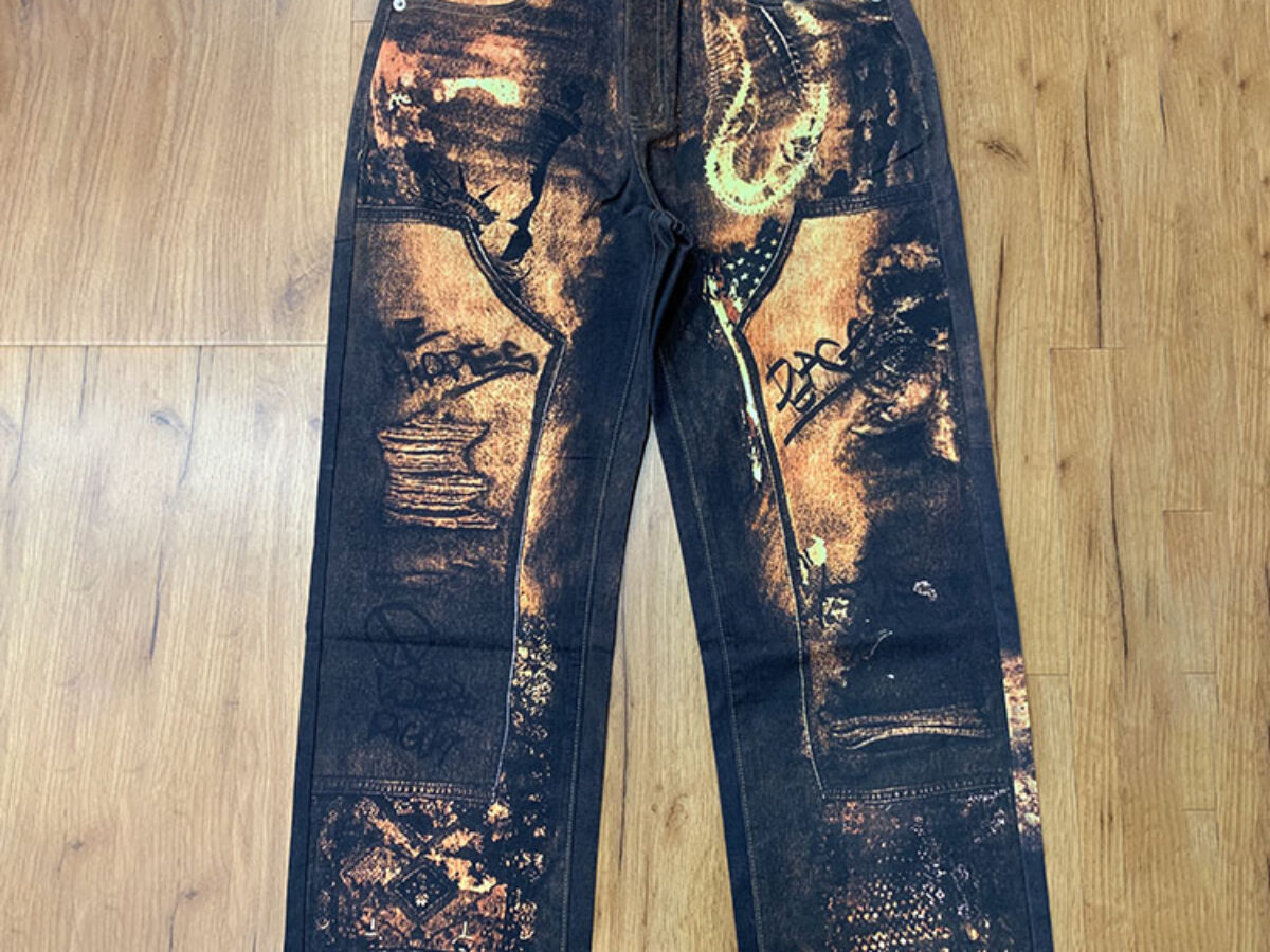 Custom Digital Print Denim Pants MOQ 50pcs | Lianwang Garment