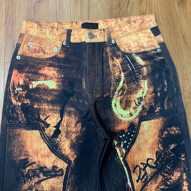Custom Cotton Digital Printing Denim Pant - Image 2