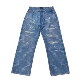Custom 3D Full Digital Printing Ripped Distressed Denim Jean For Men