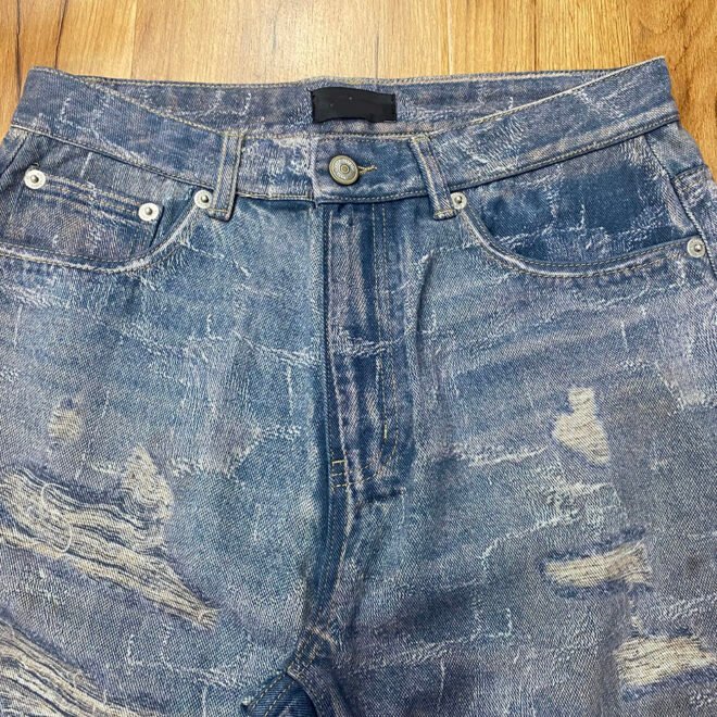 Custom 3D Full Digital Printing Ripped Distressed Denim Jean For Men - Image 3