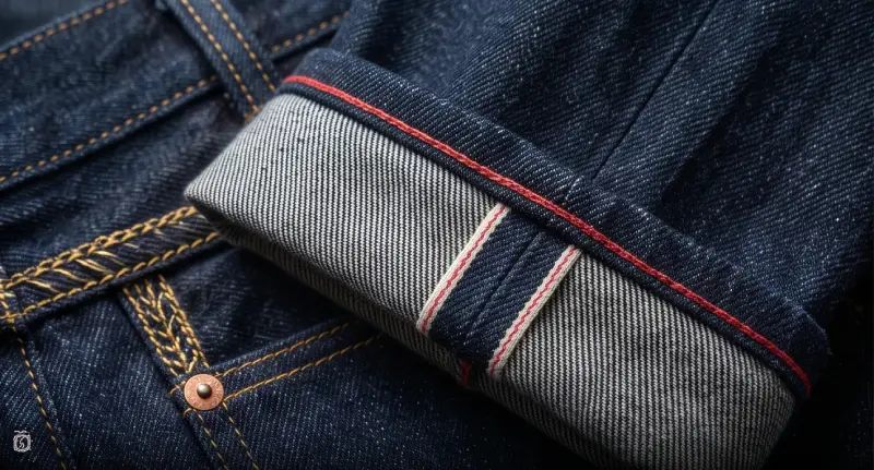 premium selvedge denim jeans chain stitching details