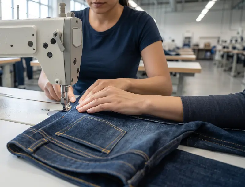 us sustainable denim sewing line
