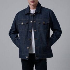 Casual Male Dark Blue Men Denim Jacket