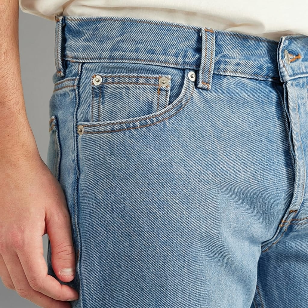 Loose Fit 100% Cotton Mid Waist Denim Jeans (3)