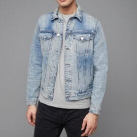 Slim Fit Ripped Denim Jean Jackets for Men