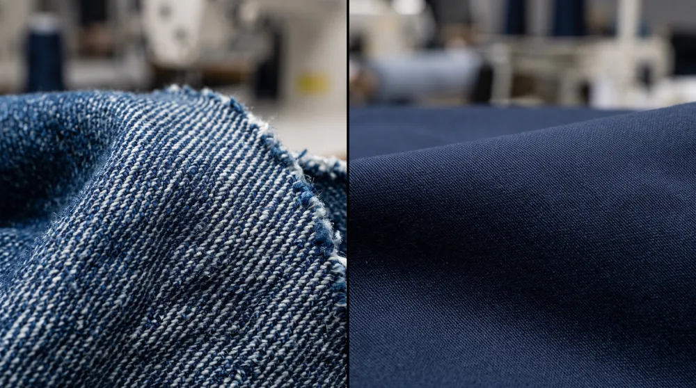 chinos vs jeans fabric comparison garment factory