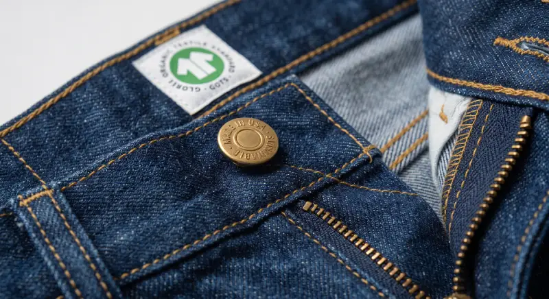 premium denim hardware gots label