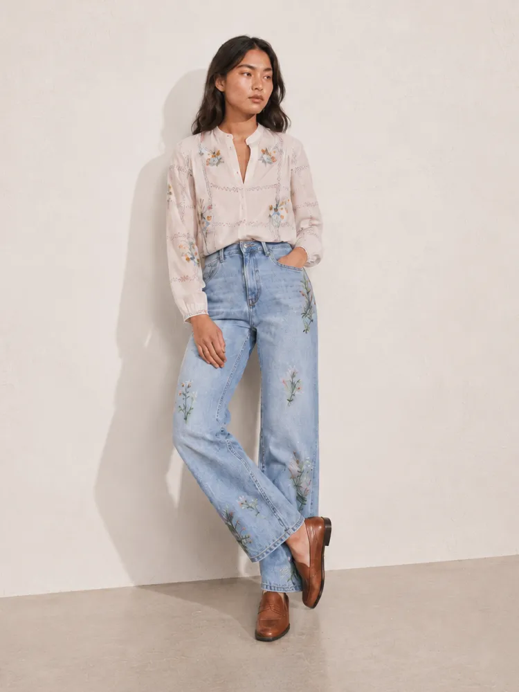 Embroidered Denim Jeans