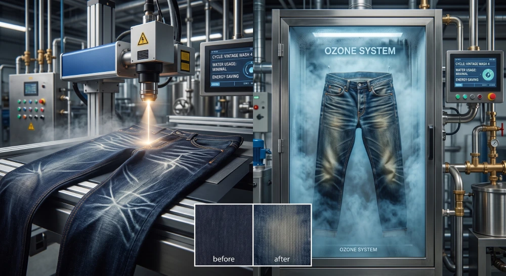 denim laser ozone wash treatment process