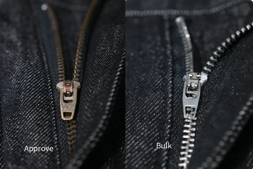 denim quality control hardware ykk zipper stitching