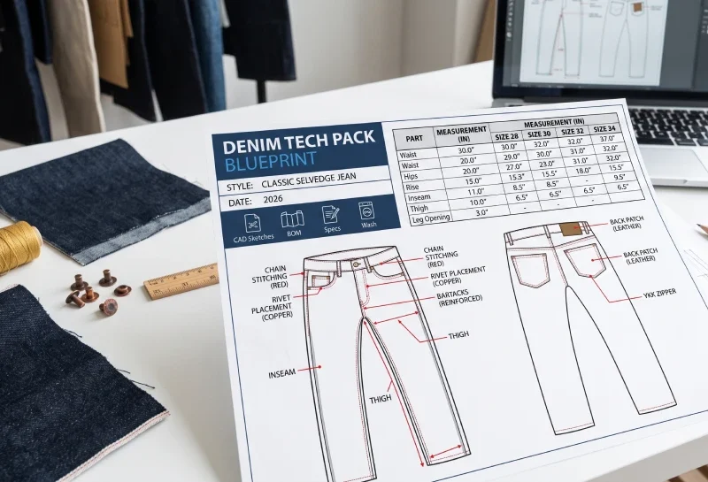 denim tech pack blueprint cad spec sheet