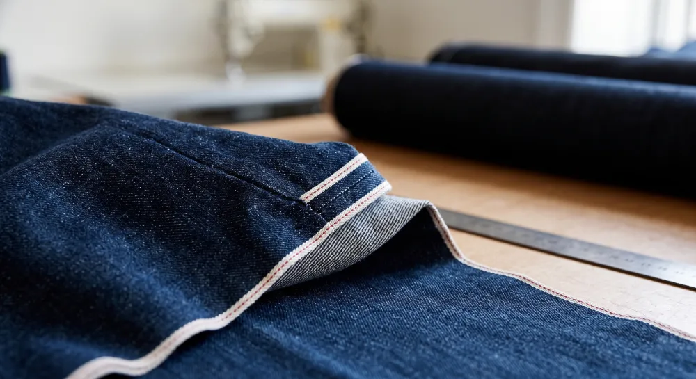 raw selvedge denim fabric edge detail