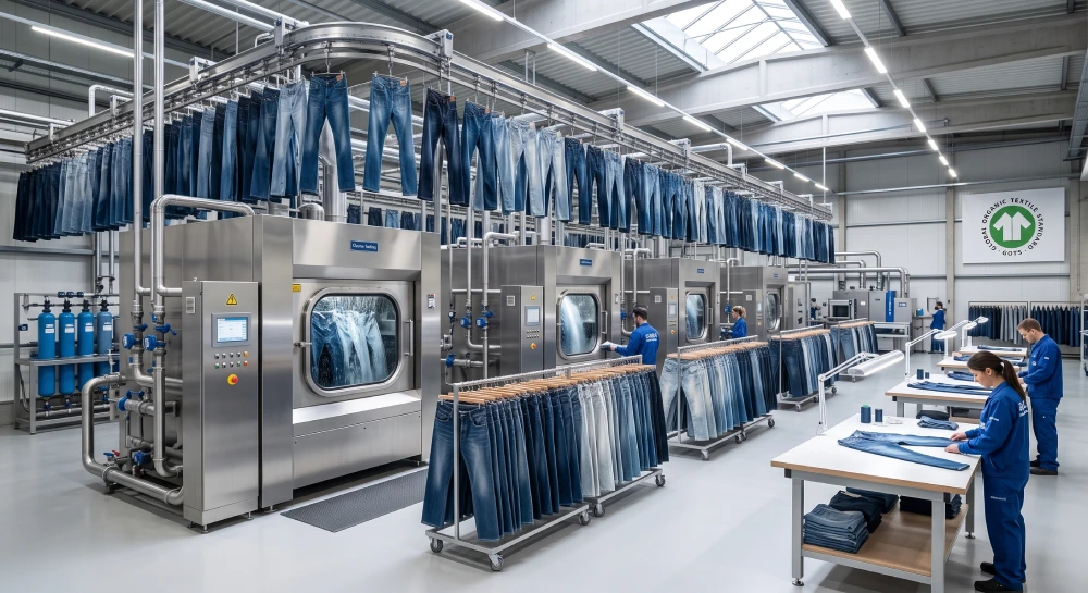 sustainable denim factory production line washing