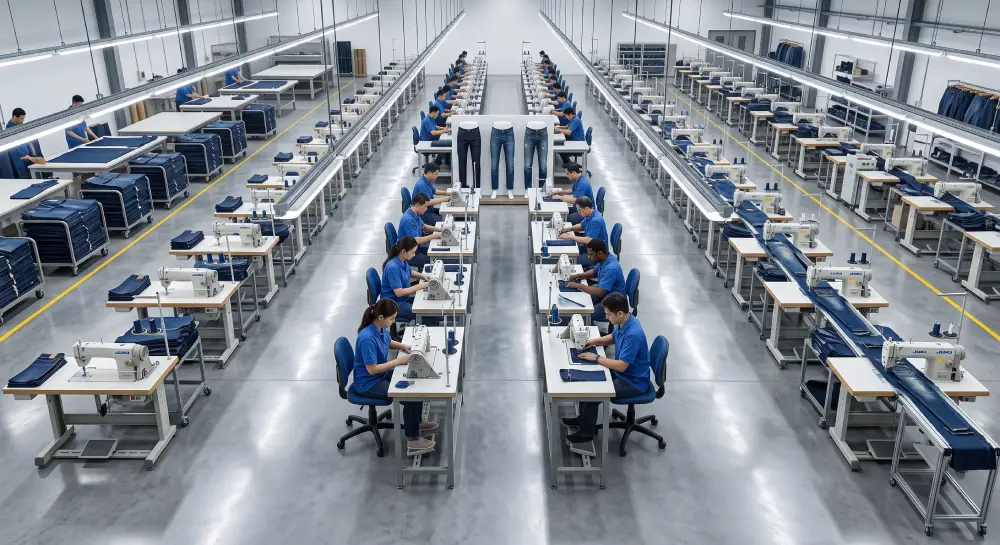 full package denim factory production line assembly