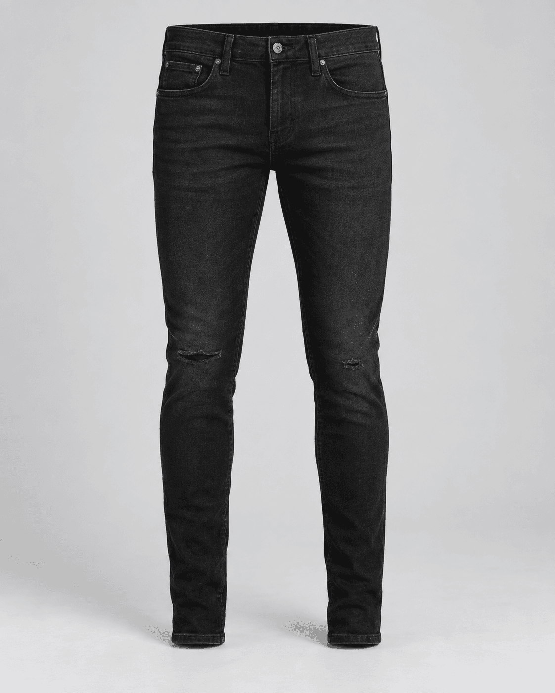 Men's distressed black skinny denim jeans — AI-generated design reference