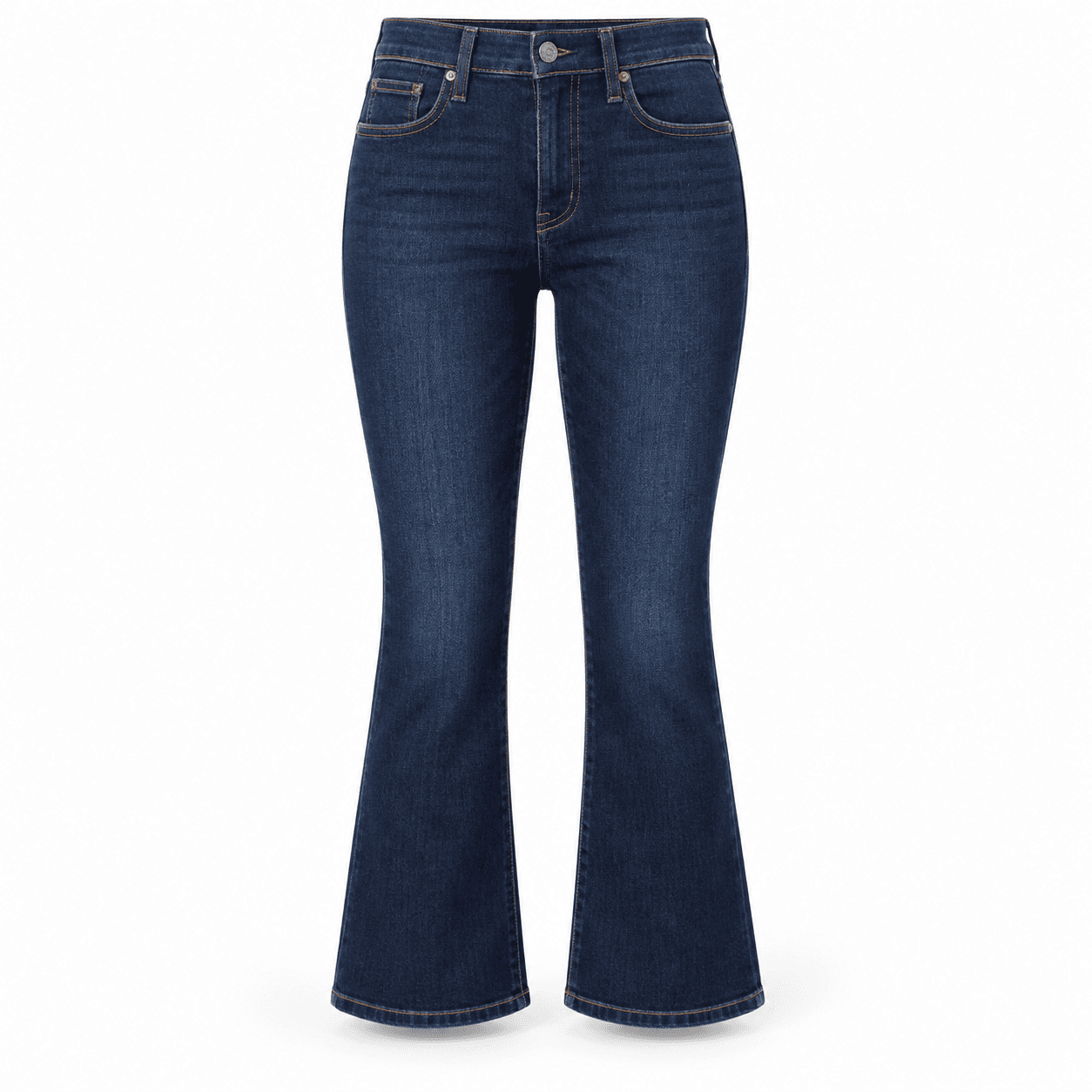 Women's kick-flare cropped denim jeans in dark indigo