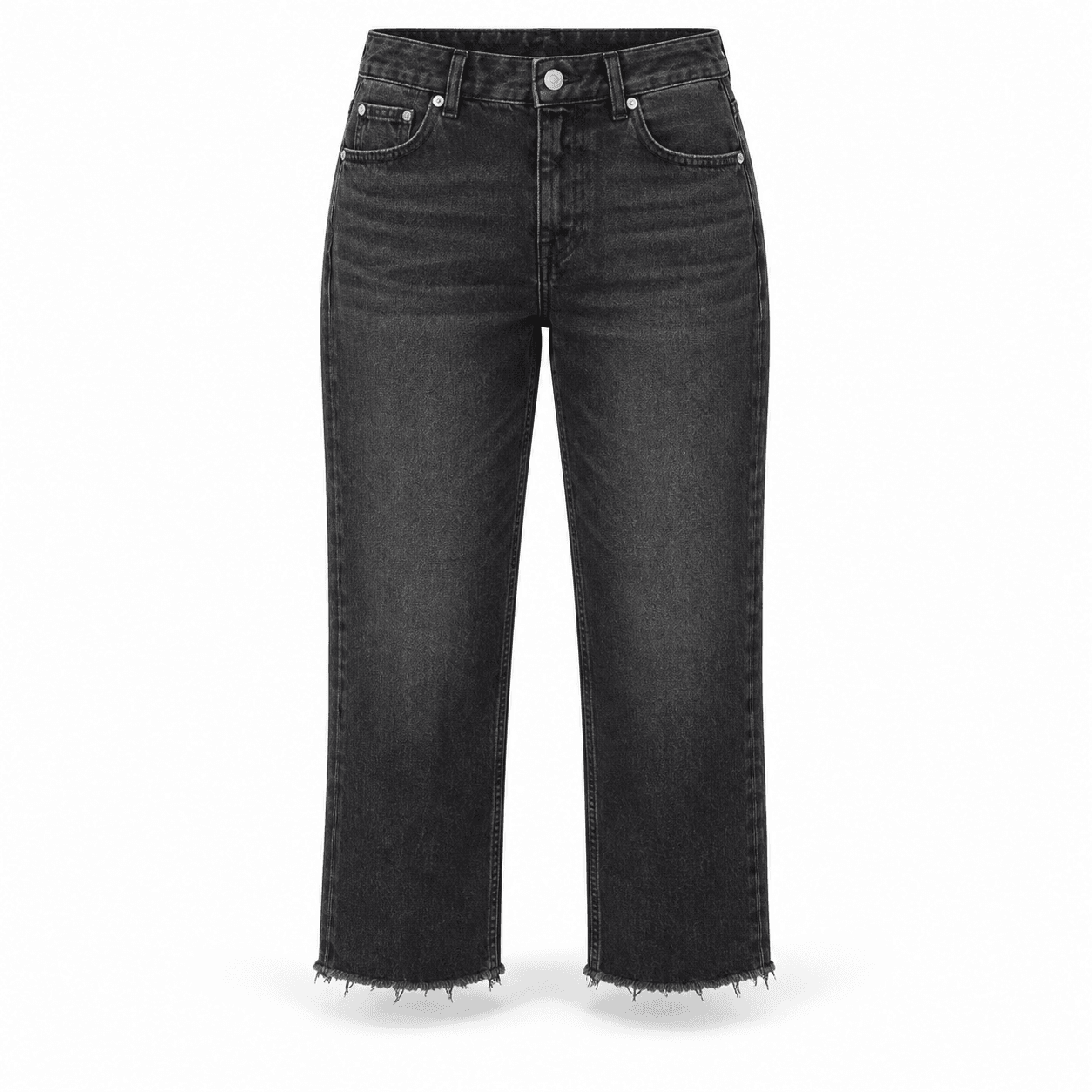Women's charcoal cropped denim jeans with raw hems