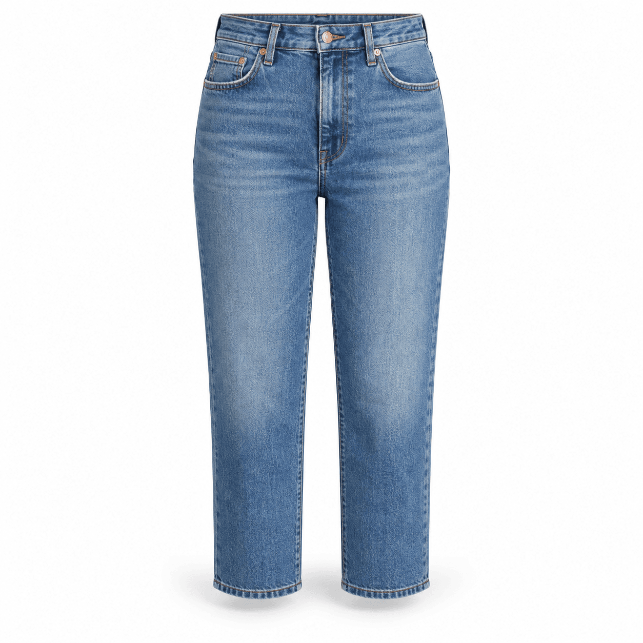 Women's straight cropped denim jeans in vintage blue