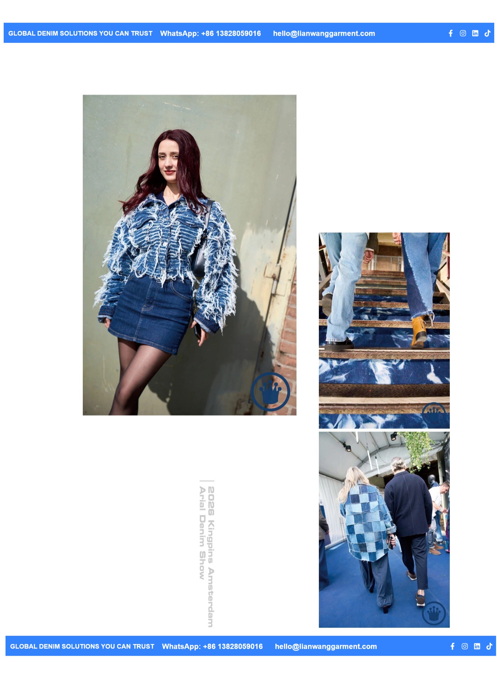 Street style denim outfit and indigo textile details from Amsterdam